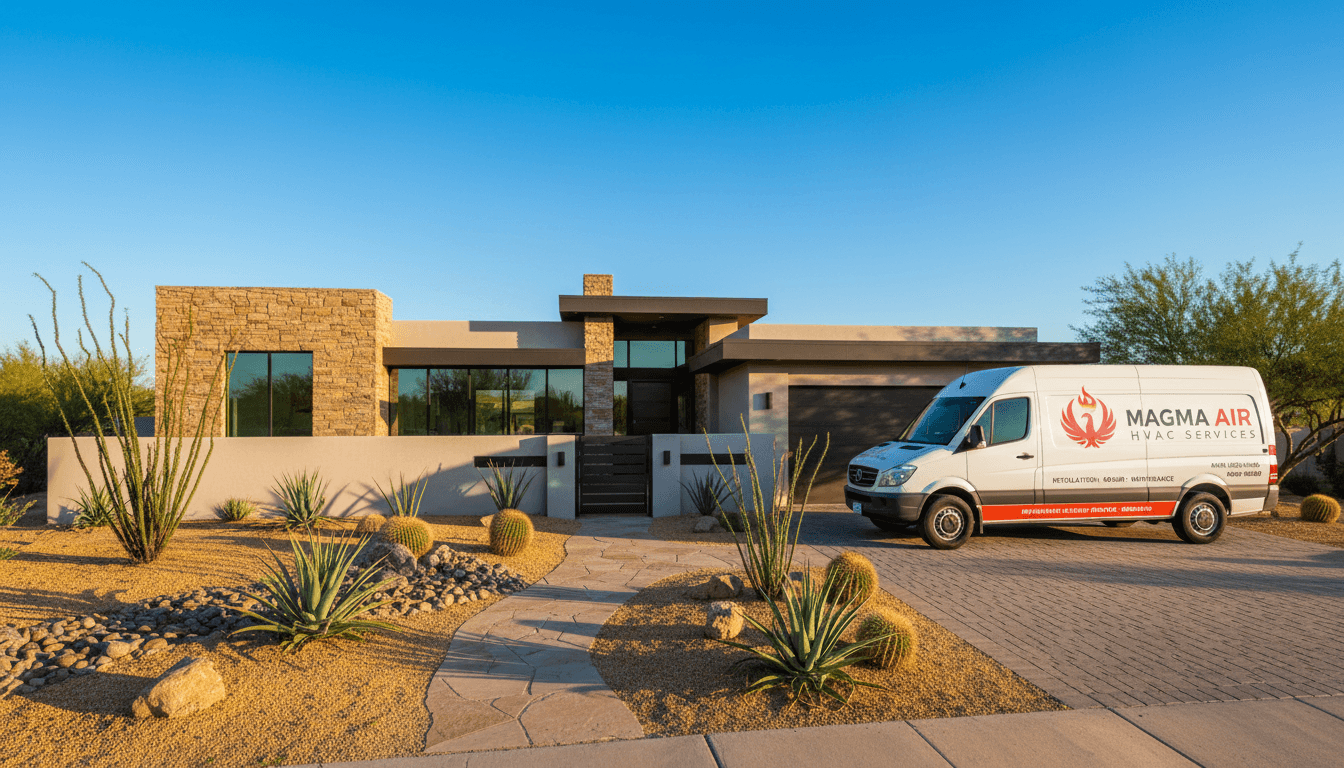 Magma Air HVAC service van at Phoenix residential home